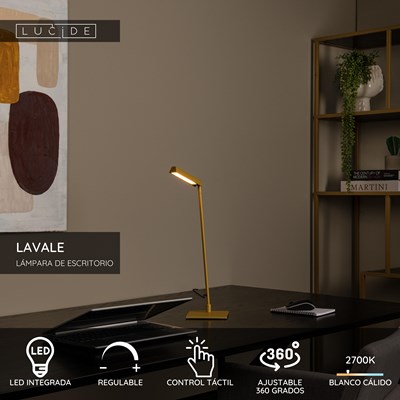Lucide LAVALE - Lámpara de escritorio - LED Regul. - 1x3W 2700K - Ocre